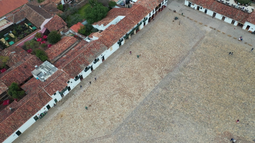Drone footage (4K) of Villa de Leyva, a small town in Boyaca, Colombia