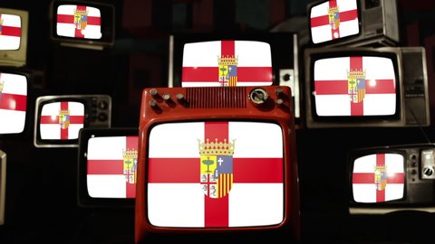 Flag of Province of Zaragoza, Spain, and Vintage Televisions.