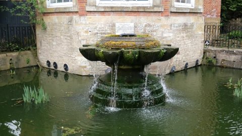 RUFFORD ABBEY COUNTRY PARK-APRIL 1 2021-View of Grade II listed Nemi Fountain in use.