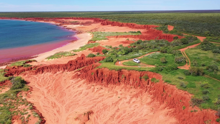 Aerial video of James Price Point in the Kimblerley Region in North-West of Western Australia.  Royalty-Free Stock Footage #1070471788