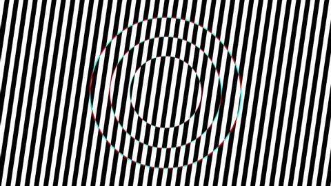 Optical circles on a looping sheared lines with RGB vhs effect overlay screen 