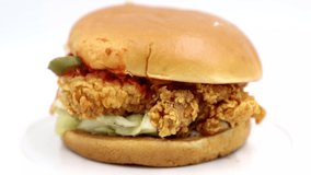 Fresh Mexican Chicken Burger Fast Food On A White Background 4k Clip