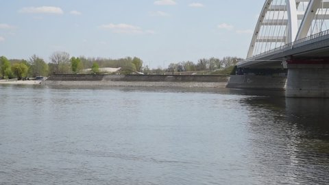 10. April 2021. Novi Sad, Serbia. Cargo tanker barge ship or boat for grain crops and food sailing on the Danube river. Editorial