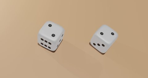 Two dice. Let`s play a diced game. Top view of white dice. Casino dice 
