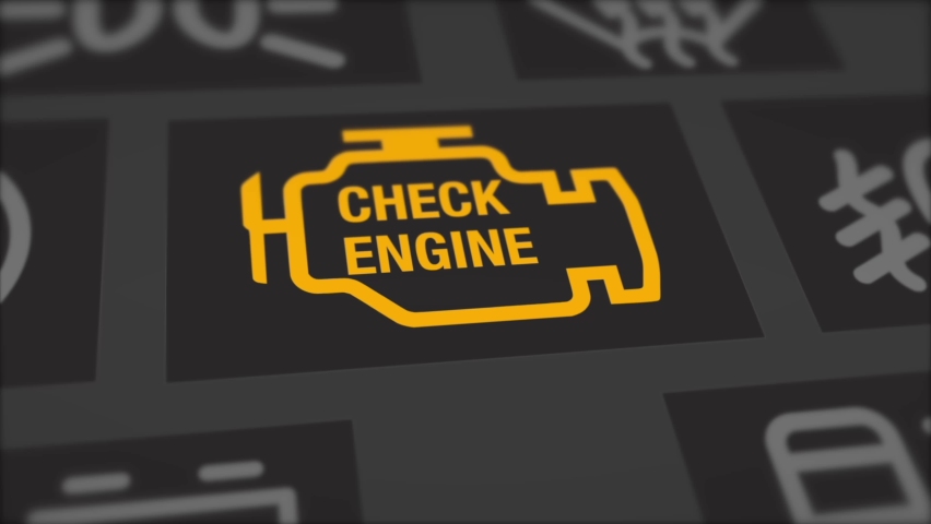 Animation of the check engine light blinking showing that the car has a problem. Close-up shot of the icon lights up. Close up shot of the animation Royalty-Free Stock Footage #1070507857