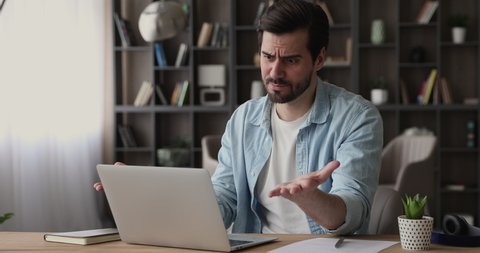 Stressed Young Man Looking Computer Screen Stock Footage Video (100% ...