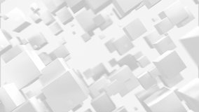 Fly through set of white boxes. Abstract 3d render geometric background with cubes and shallow dof. Looped animation. - Powered by Shutterstock - Get 15% off with code: PIKWIZARD15