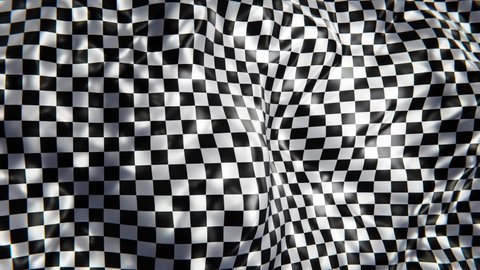 Realistic looping 3D animation of the waving checkered race flag rendered in UHD