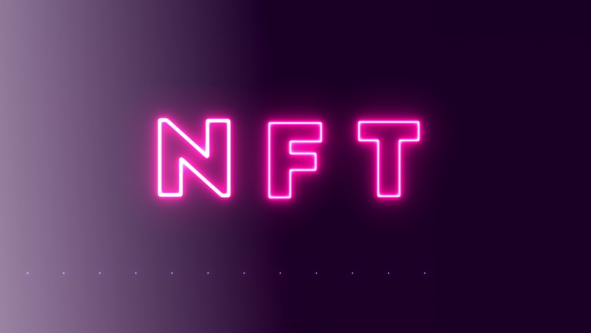 Video of NFT (non fungible token) in neon lights with NFT chain below - Powered by Shutterstock - Get 15% off with code: PIKWIZARD15