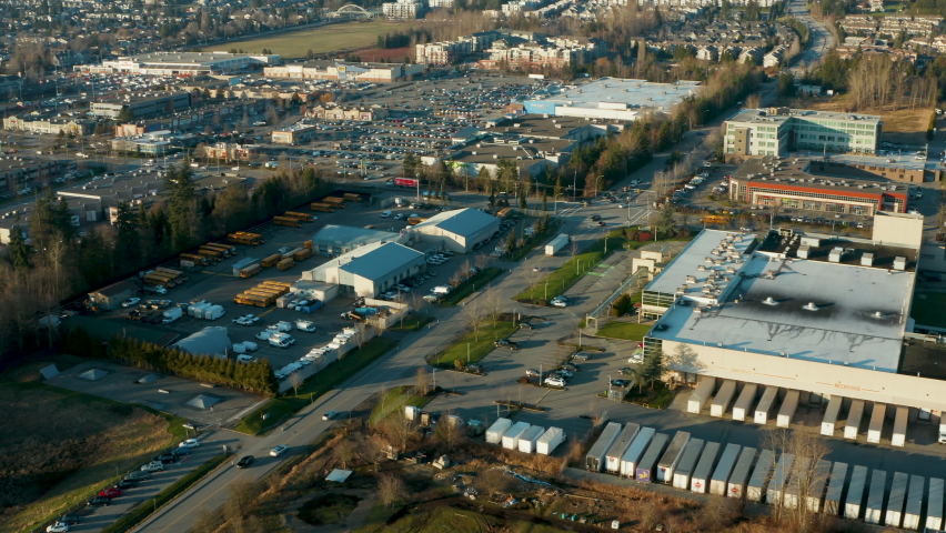 Flying over an industrial park in Langley City.