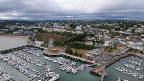 Boat Harbour on Coast of Resort Town of Torquay, Devon, England - Aerial