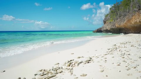 Beautiful Private beach with clear blue water and a white sandy beach