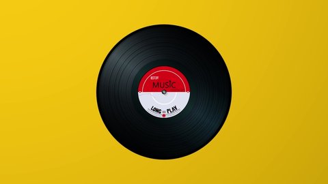 Rotating vintage vinyl record, looped animation