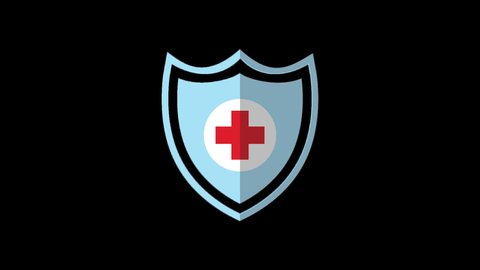 Medical Symbol, Shield Flat Animated Icon Isolated on Transparent Background. 4K Ultra HD ProRes 4444, Video Motion Graphic Animation.
