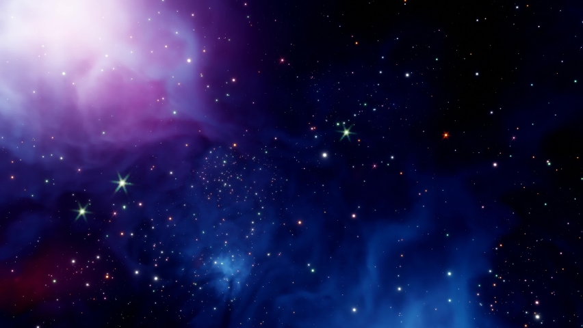 Flying through outer space. Many stars and cosmic nebula. 4k video slow motion shooting of the stars of the cosmic background. 3D animation. | Shutterstock HD Video #1070542585