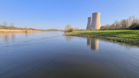 nuclear power plant by the river