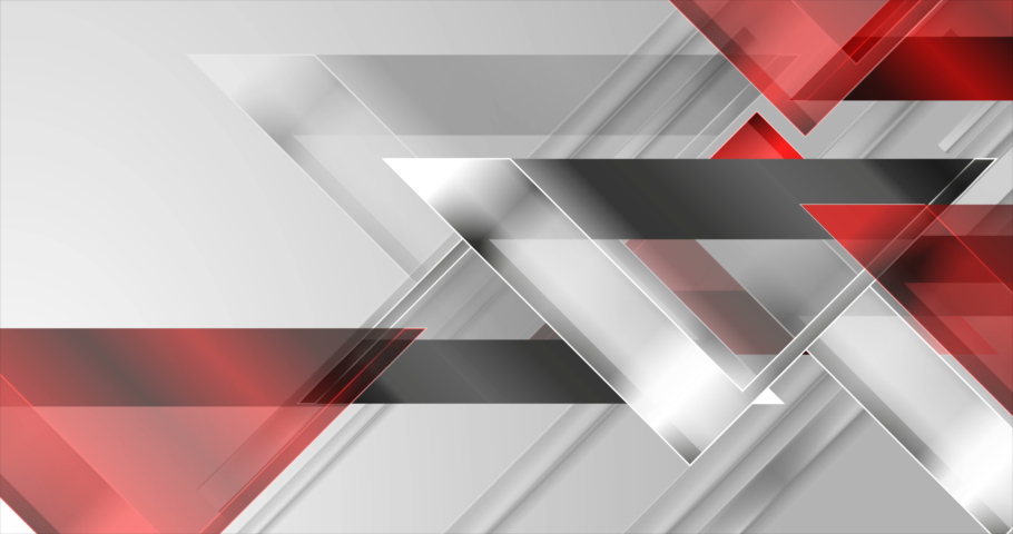 Red and silver grey glossy triangles abstract technology motion background. Seamless looping. Video animation 4K 4096x2160 Royalty-Free Stock Footage #1070551573