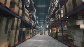 Turning on the lights in the warehouse. Logistic distribution industrial interior. 3d animation - Powered by Shutterstock - Get 15% off with code: PIKWIZARD15