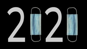 Protective face mask and medical syringe with hypodermic needle and experimental vaccine turns into 2021 year in animation. Global covid-19 pandemic concept digitally generated image - Powered by Shutterstock - Get 15% off with code: PIKWIZARD15