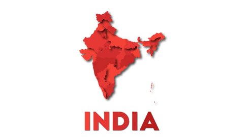 India map showing regions. Animated country map with title. 4k resolution animation.