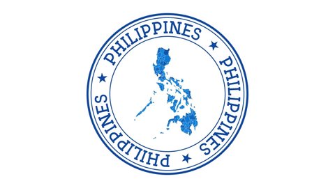 Philippines intro. Badge with the circular name and map of country. Philippines round logo animation.