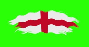 England national brush stroke flag waving on green screen background.