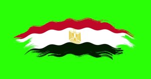 Egypt national brush stroke flag waving on green screen background