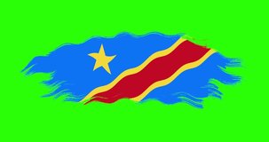 Democratic Republic of the Congo flag 4K seamless wave loop on green screen background