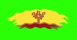 Chuvashia national brush stroke flag waving on green screen background