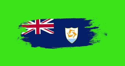 Anguilla national flag shaking motion on green screen background. 4K Anguilla flag motion background