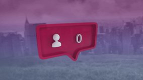 Digital composition of speech bubble with profile icon and increasing numbers against cityscape. social media networking and technology concept - Powered by Shutterstock - Get 15% off with code: PIKWIZARD15