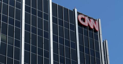 Hollywood, CA USA - March 28, 2021: The CNN logo and building in Hollywood California