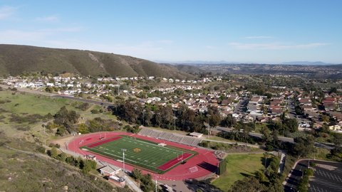 Aerial view of College American football field in San Diego, California, USA. April 3rd, 2021