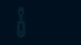 Glowing neon line Screwdriver icon isolated on black background. Service tool symbol. 4K Video motion graphic animation .