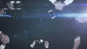 Animation of data processing over business people using electronic devices in office. global business, finances and networking concept digitally generated video. - Powered by Shutterstock - Get 15% off with code: PIKWIZARD15