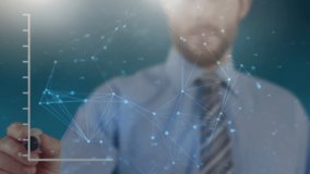 Animation of businessman drawing red line over interactive screen with data processing. global business, finances and networking concept digitally generated video. - Powered by Shutterstock - Get 15% off with code: PIKWIZARD15
