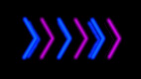 Neon sign Arrows Animation of pink light signal and blue spreading from the center with a black background. Can be used to compose various media such as news, presentations online media, social media