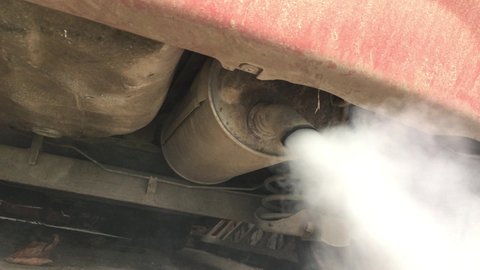 Car Exhaust Pollution 
Vehicle Blowing Huge Amount of Smoke