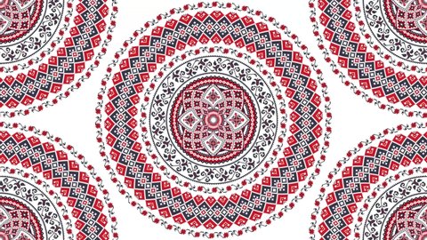Traditional Romanian embroidery inspired background, endless rotating loop