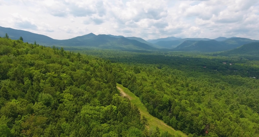 Attitash Mountain aerial view in White Mountain National Forest, Bartlett, New Hampshire NH, USA.