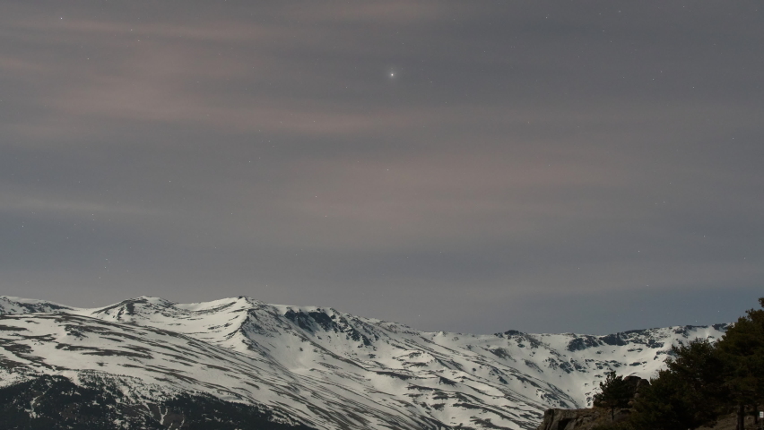 Forward and reverse fast timelapse of a star lapse weith light trails in the sierra nevada in spain