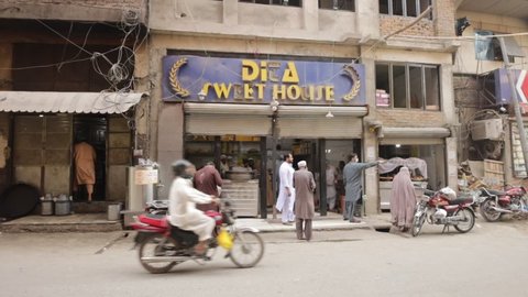 PESHAWAR, PAKISTAN - April 11 ,2021:famous sweet shop namak mandi chowk. Namak mandi
