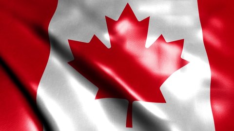 Canadian flag waving in wind video footage Full HD. Realistic Canadian Flag background.