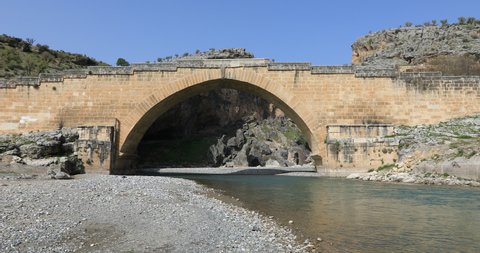 Cendere Bridge is also known as Roman Bridge or Septimius Severus Bridge. It is located on the Ancient Cabinas (Cendere) Stream. Adiyaman, Turkey