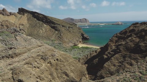 Volcanic Desert Mountains and Ocean of Punta Pitt on San Cristobal Island, Galapagos