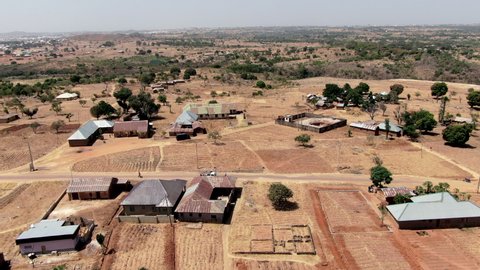 The Anagota village near Jos, Nigeria in the Middle Belt of Nigeria - parallax aerial view