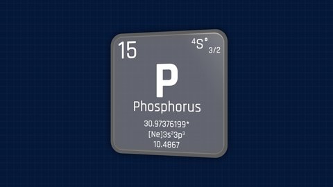 Phosphorus or P Element Periodic Table Animation on Grid Background and Green Screen
