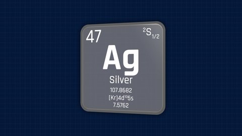 Silver or Ag Element Periodic Table Animation on Grid Background and Green Screen
