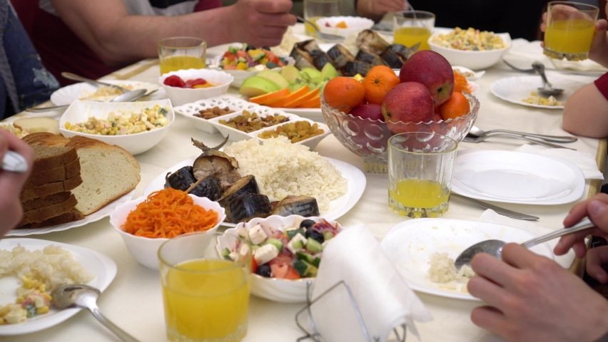 halal food meals ramadan table iftar Stock Footage Video (100% Royalty