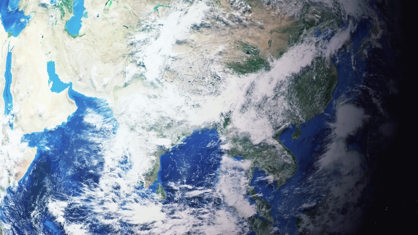 Zoom in from space and focus on Egypt, Alexandria. 3D Animation. Background for travel intro. 